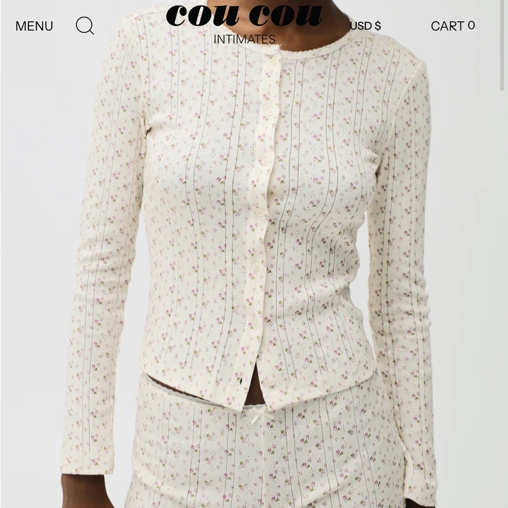Coucou Pointelle Cardigan in English Garden
